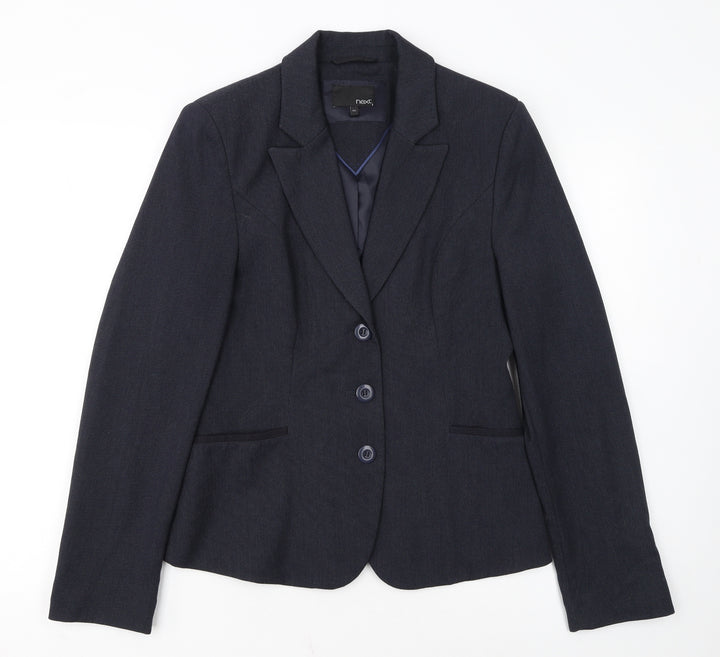 Next Women Navy Blue Single-Breasted Suit Jacket Size 12L