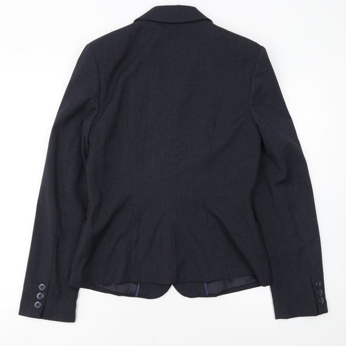 Next Women Navy Blue Single-Breasted Suit Jacket Size 12L
