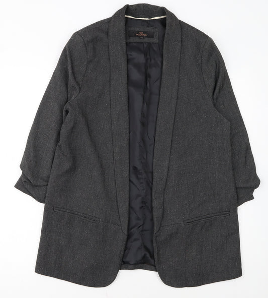 Next Women Grey Herringbone Shawl Collar Long Blazer Size 14