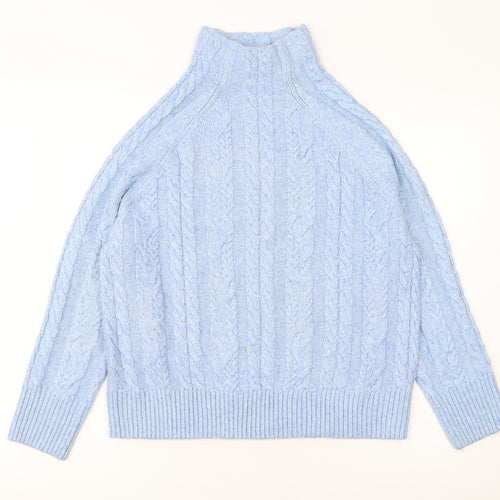 Next Women's Blue Cable-Knit High Neck Jumper Size S
