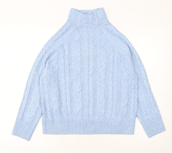 Next Women's Blue Cable-Knit High Neck Jumper Size S