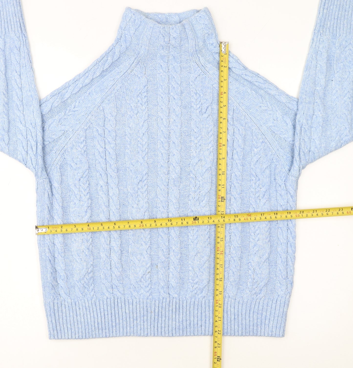 Next Women's Blue Cable-Knit High Neck Jumper Size S