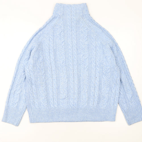 Next Women's Blue Cable-Knit High Neck Jumper Size S