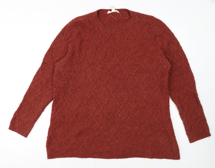 Seasalt Cornwall Women Brown Wool Knit Crew Neck Jumper UK 16