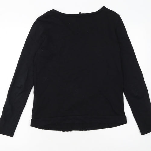 Morgan Women Black Lace Panel Pullover Sweatshirt Size S
