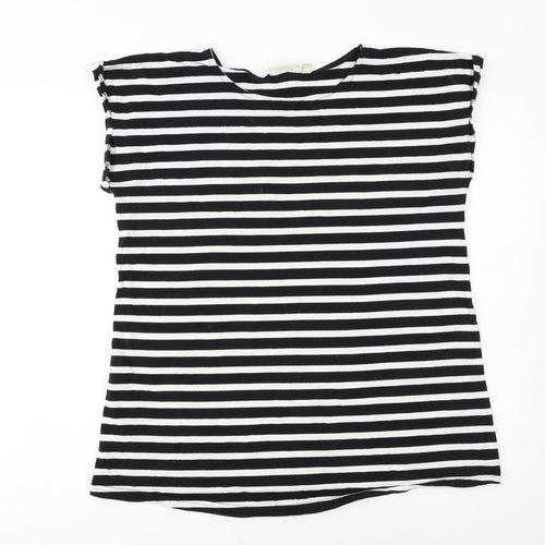 JoJo Maman Bébé Women’s Black Striped Cotton T-Shirt M