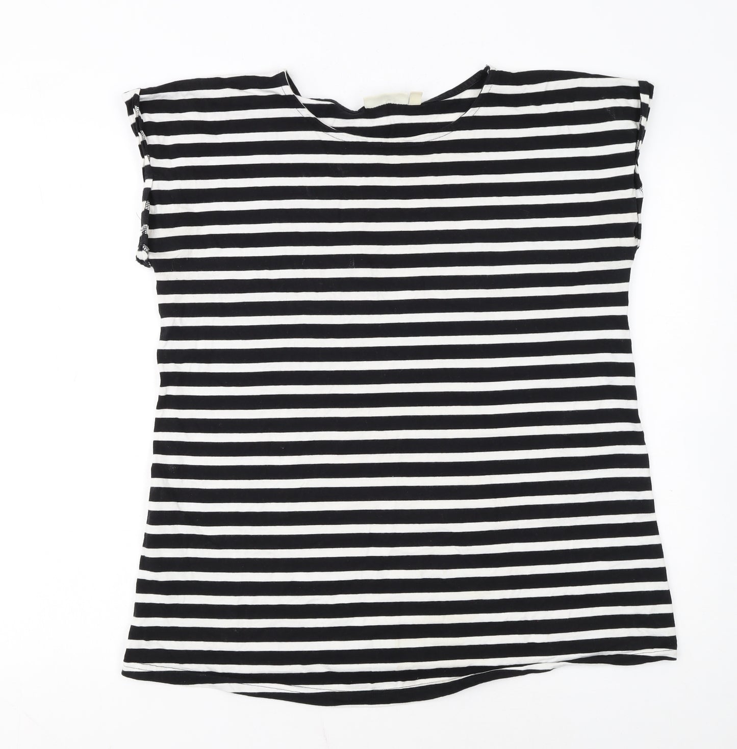 JoJo Maman Bébé Women’s Black Striped Cotton T-Shirt M