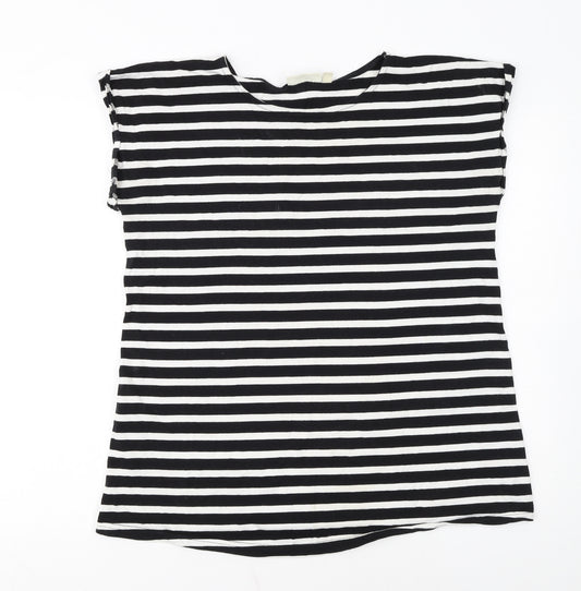 JoJo Maman Bébé Women’s Black Striped Cotton T-Shirt M