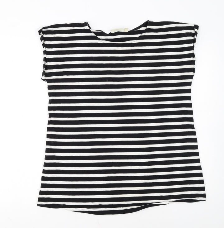 JoJo Maman Bébé Women’s Black Striped Cotton T-Shirt M