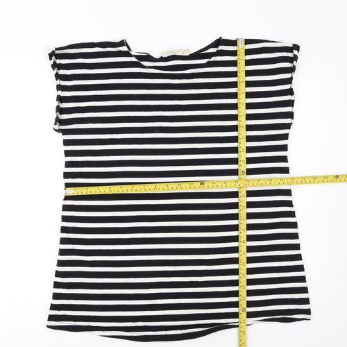 JoJo Maman Bébé Women’s Black Striped Cotton T-Shirt M