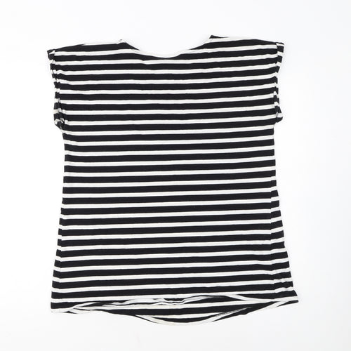 JoJo Maman Bébé Women’s Black Striped Cotton T-Shirt M