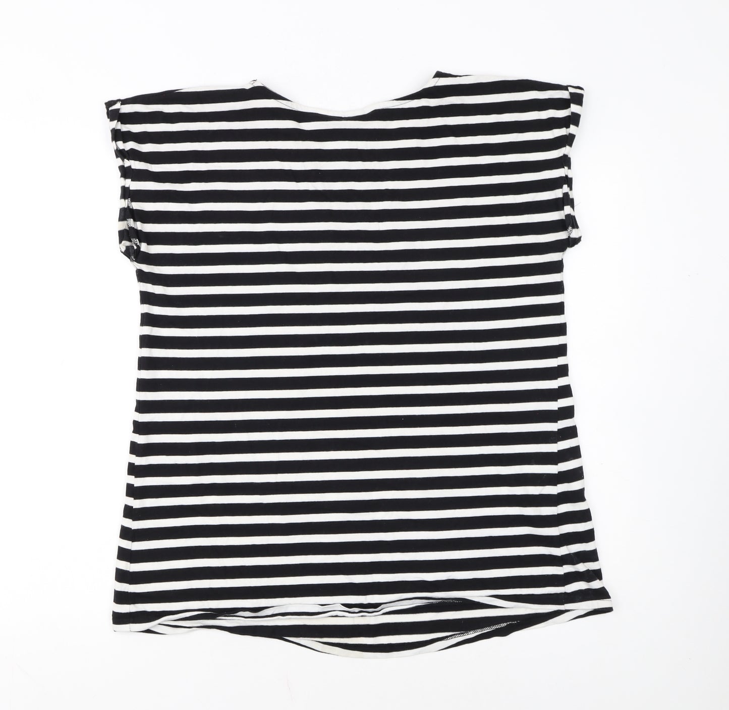 JoJo Maman Bébé Women’s Black Striped Cotton T-Shirt M