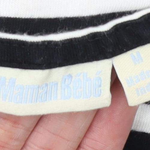 JoJo Maman Bébé Women’s Black Striped Cotton T-Shirt M