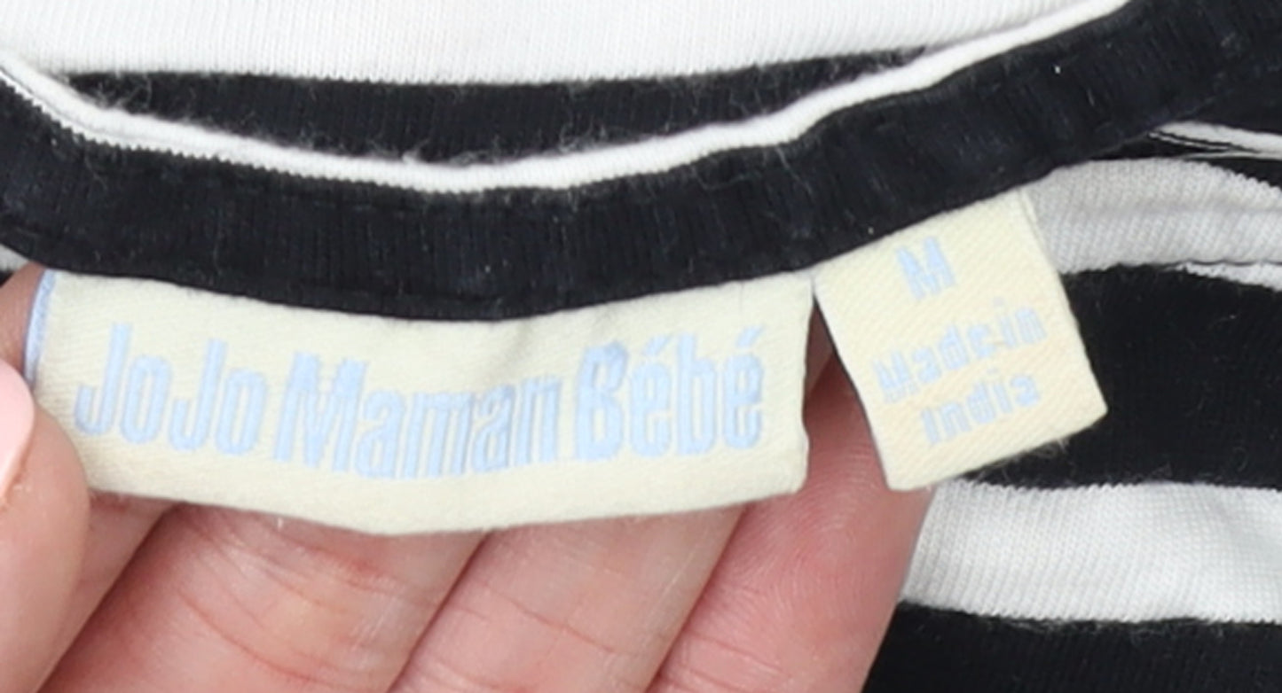 JoJo Maman Bébé Women’s Black Striped Cotton T-Shirt M