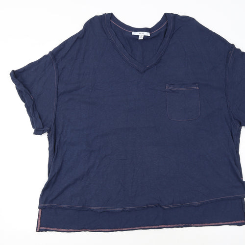 Next Women Blue V-Neck Short Sleeve Cotton Blend T-Shirt Size 22