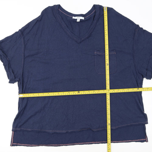 Next Women Blue V-Neck Short Sleeve Cotton Blend T-Shirt Size 22