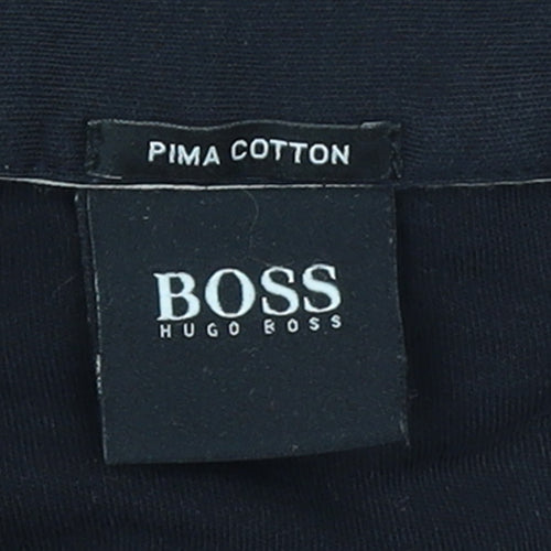 Hugo Boss Men's Black Long Sleeve Pima Cotton Polo Shirt XL