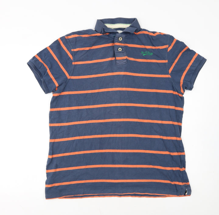 Drift King Men’s Blue Striped Cotton Polo Shirt L Casual