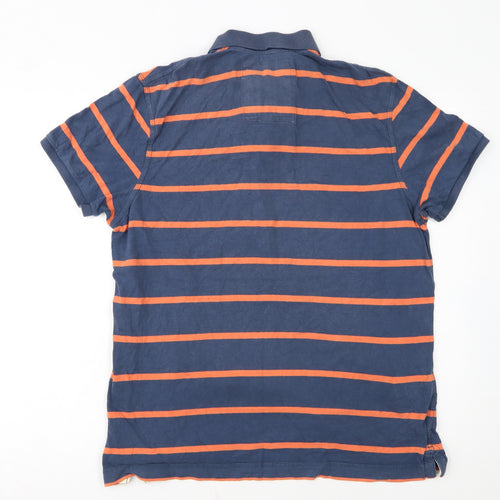 Drift King Men’s Blue Striped Cotton Polo Shirt L Casual