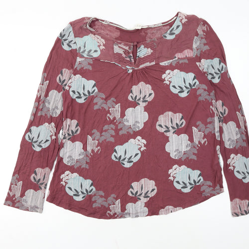White Stuff Women's Red Floral Tunic Blouse UK 14 Long Sleeve