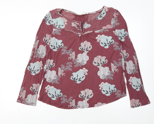White Stuff Women's Red Floral Tunic Blouse UK 14 Long Sleeve