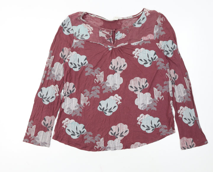 White Stuff Women's Red Floral Tunic Blouse UK 14 Long Sleeve