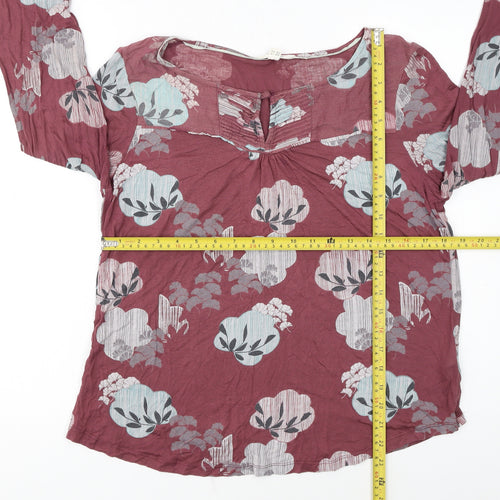 White Stuff Women's Red Floral Tunic Blouse UK 14 Long Sleeve