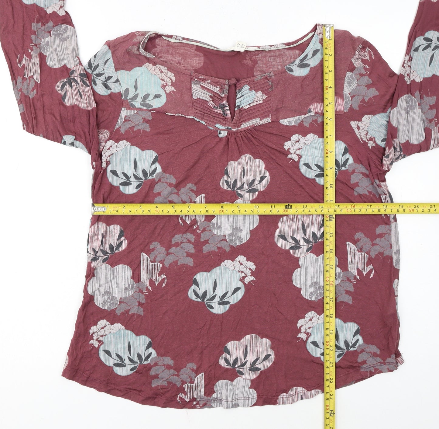 White Stuff Women's Red Floral Tunic Blouse UK 14 Long Sleeve