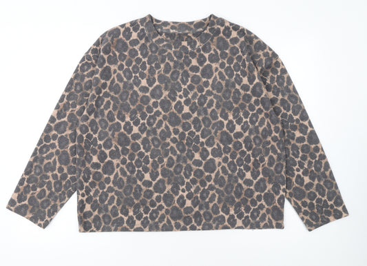 Nutmeg Women's Beige Leopard Print Long Sleeve Pullover Jumper Size 14