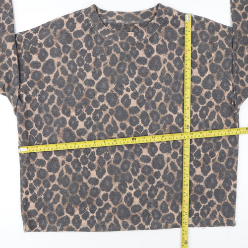 Nutmeg Women's Beige Leopard Print Long Sleeve Pullover Jumper Size 14