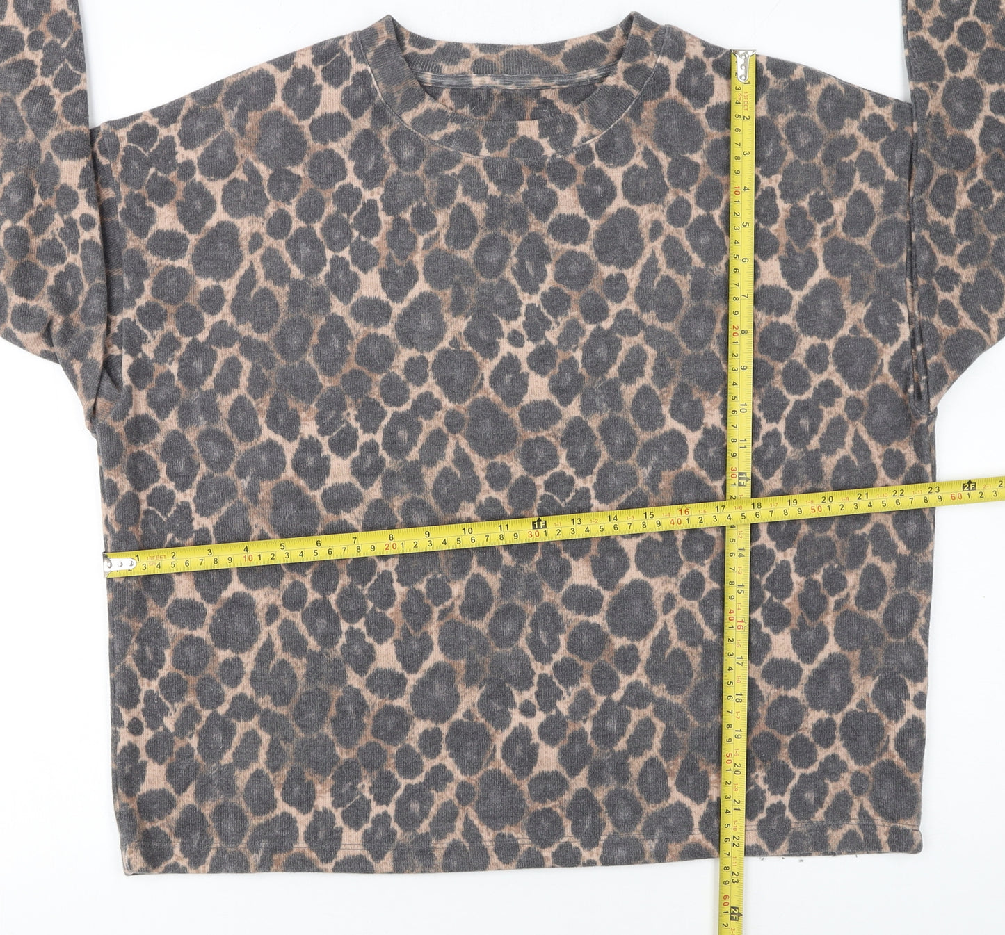 Nutmeg Women's Beige Leopard Print Long Sleeve Pullover Jumper Size 14