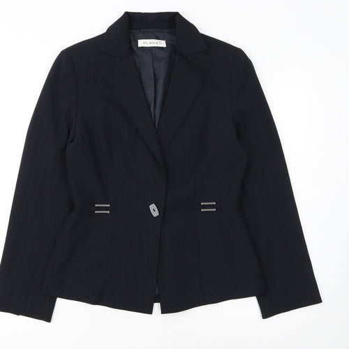 Planet Women's Black Pinstripe Blazer UK 8 Single-Breasted Jacket