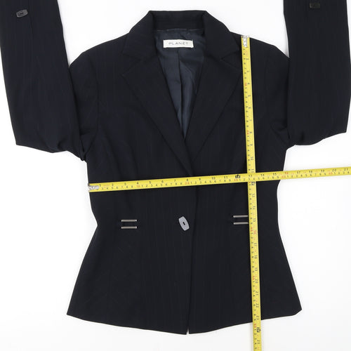 Planet Women's Black Pinstripe Blazer UK 8 Single-Breasted Jacket