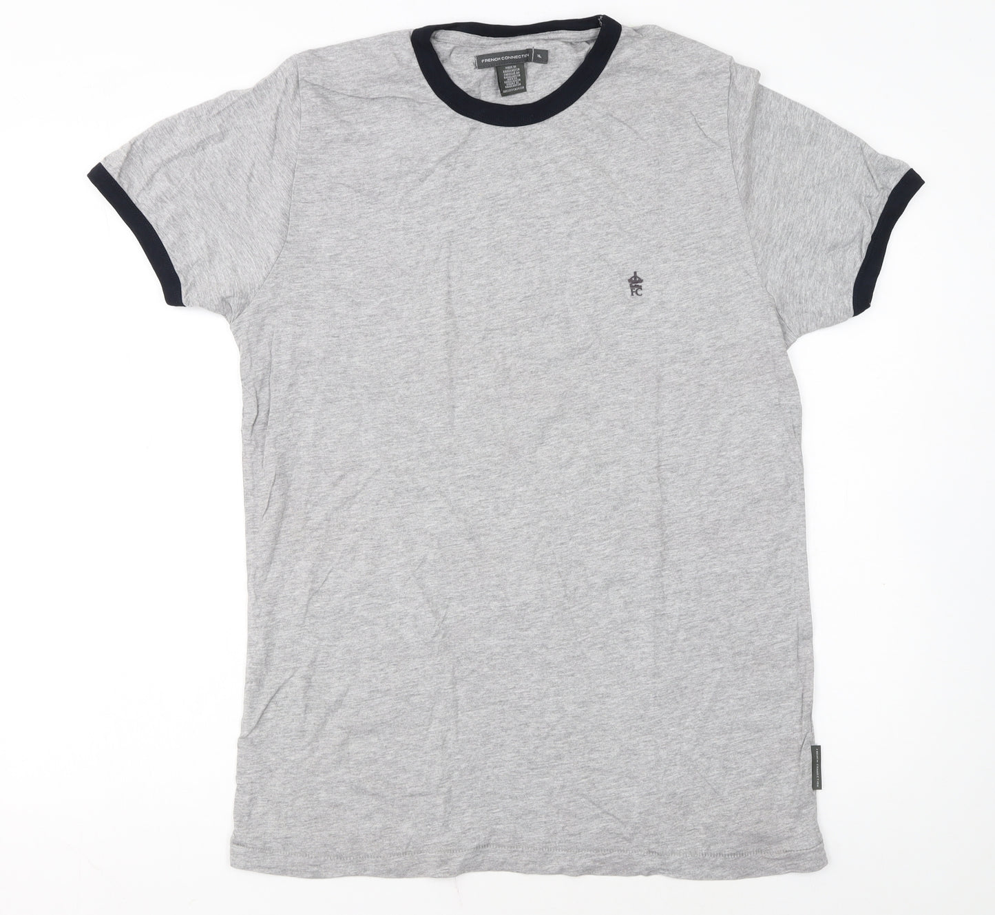 French Connection Men's Grey XL Crew Neck Cotton T-Shirt