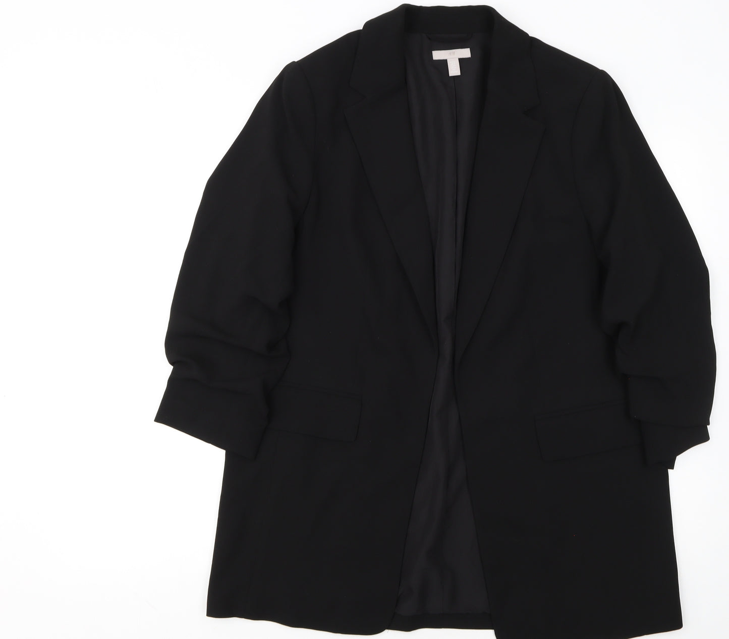 H&M Women Black Polyester Single-Breasted Blazer UK 12