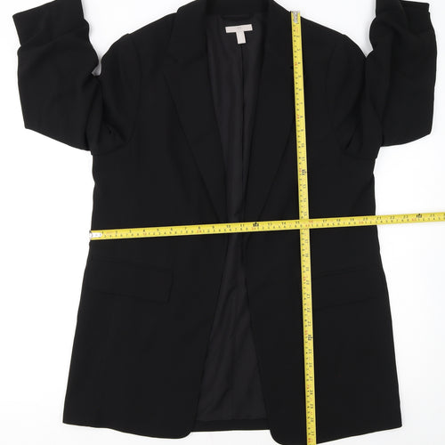 H&M Women Black Polyester Single-Breasted Blazer UK 12