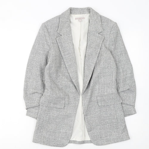 H&M Women Grey Herringbone Blazer Size 6 Regular Fit