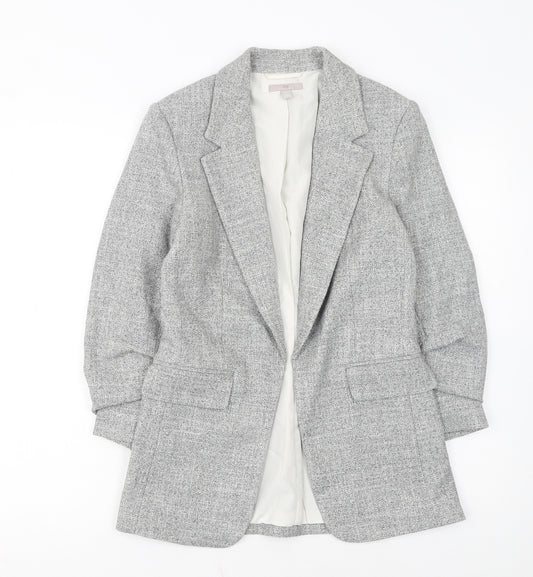 H&M Women Grey Herringbone Blazer Size 6 Regular Fit