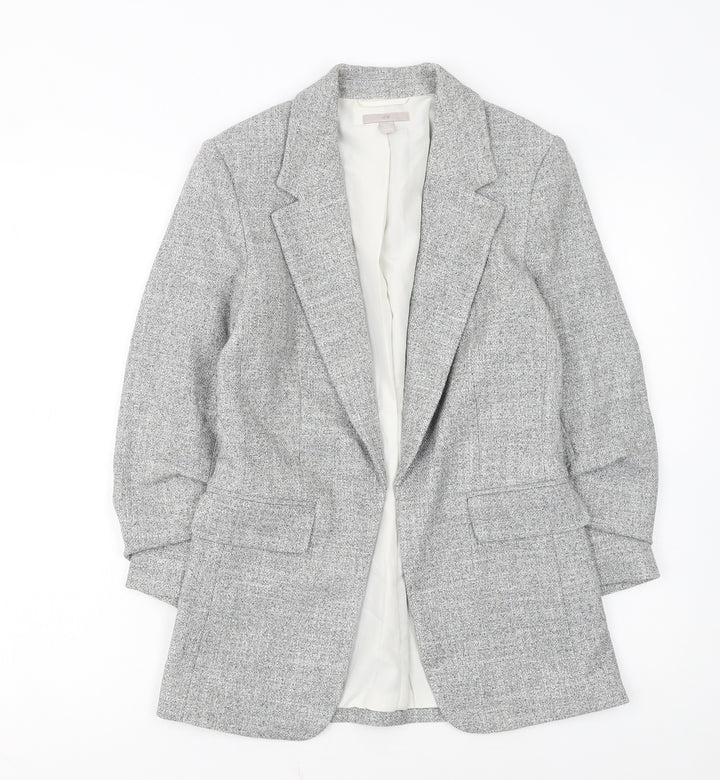 H&M Women Grey Herringbone Blazer Size 6 Regular Fit