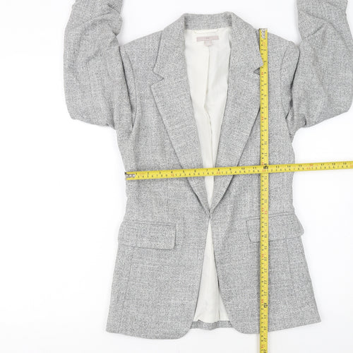 H&M Women Grey Herringbone Blazer Size 6 Regular Fit