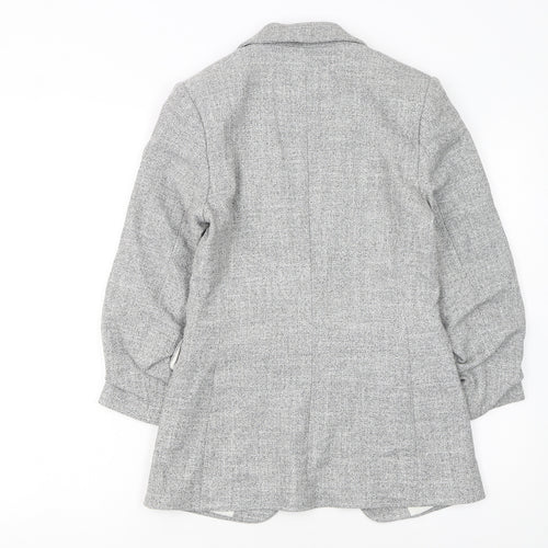 H&M Women Grey Herringbone Blazer Size 6 Regular Fit