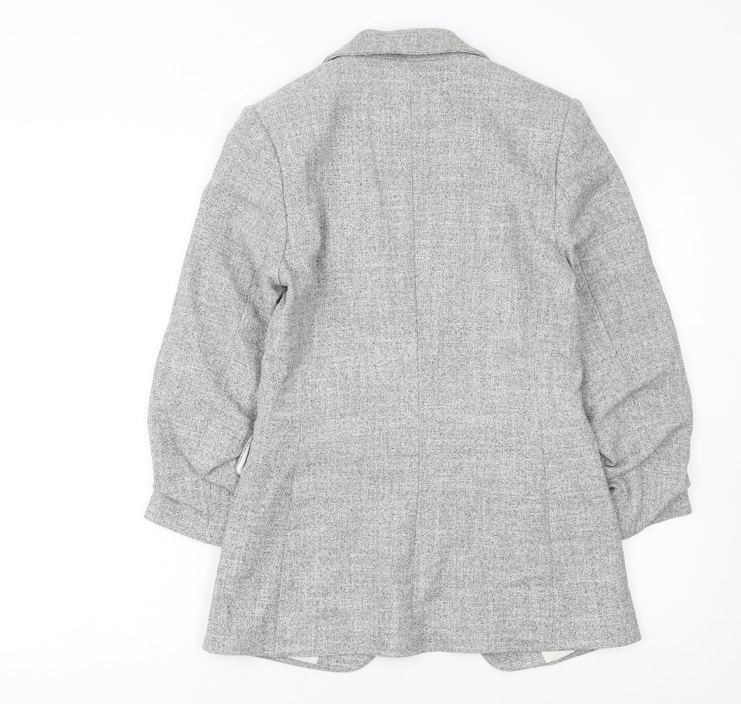 H&M Women Grey Herringbone Blazer Size 6 Regular Fit