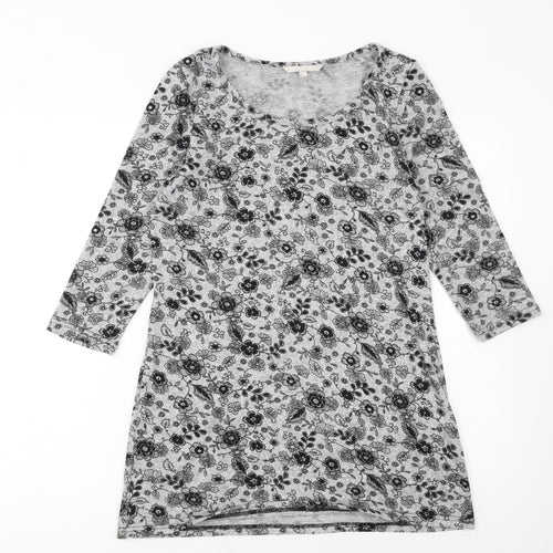 Pebble Bay Women Grey Floral Knit Shift Dress Size 12