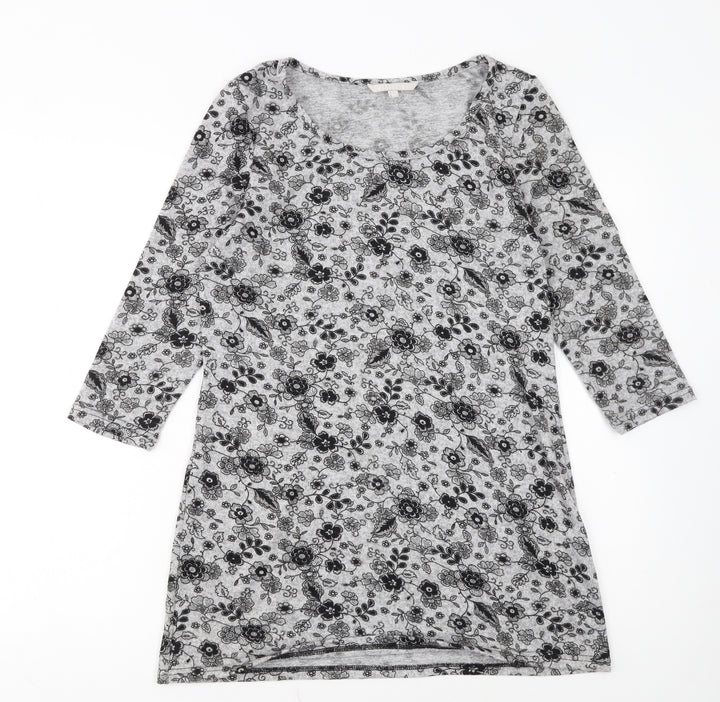 Pebble Bay Women Grey Floral Knit Shift Dress Size 12