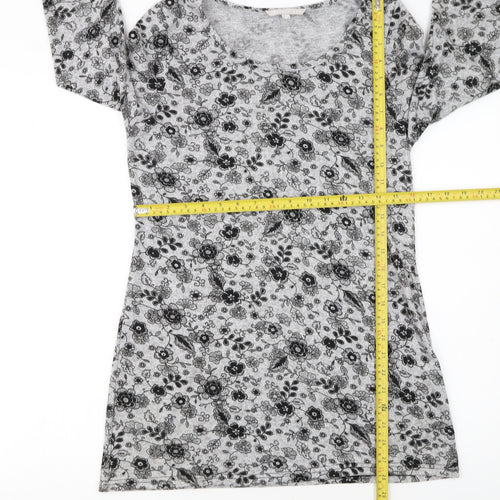 Pebble Bay Women Grey Floral Knit Shift Dress Size 12