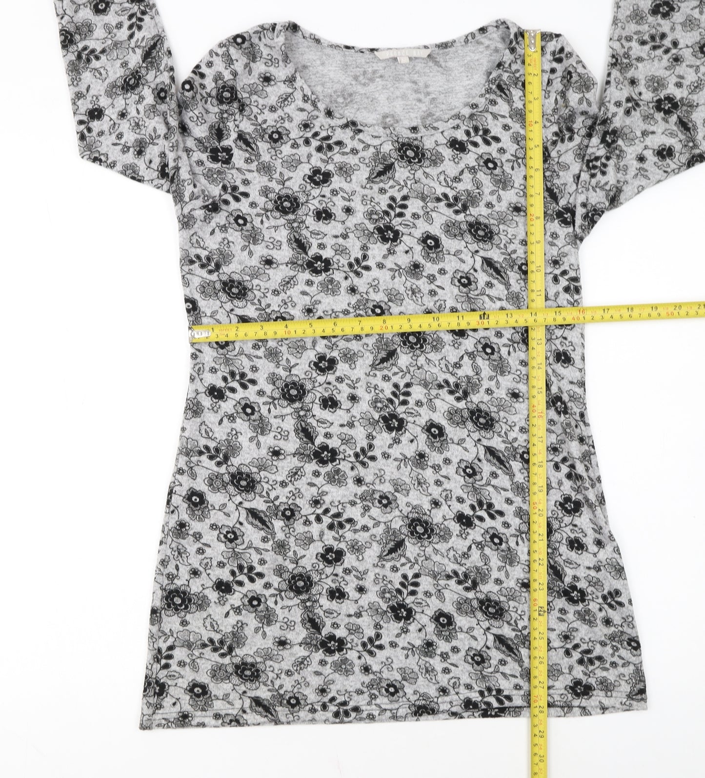Pebble Bay Women Grey Floral Knit Shift Dress Size 12
