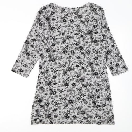 Pebble Bay Women Grey Floral Knit Shift Dress Size 12