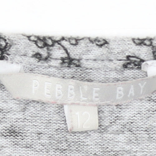 Pebble Bay Women Grey Floral Knit Shift Dress Size 12