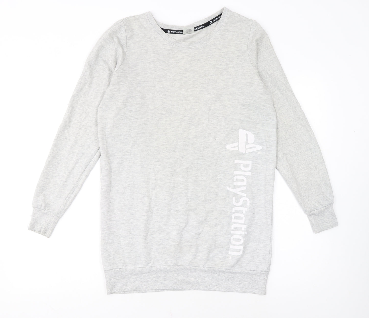 PlayStation Womens Grey Long Sleeve Logo Cotton T-Shirt Size 8