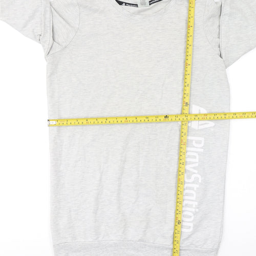 PlayStation Womens Grey Long Sleeve Logo Cotton T-Shirt Size 8